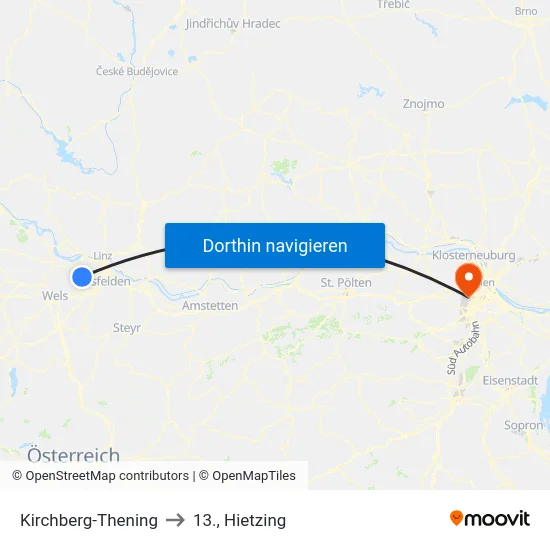 Kirchberg-Thening to 13., Hietzing map