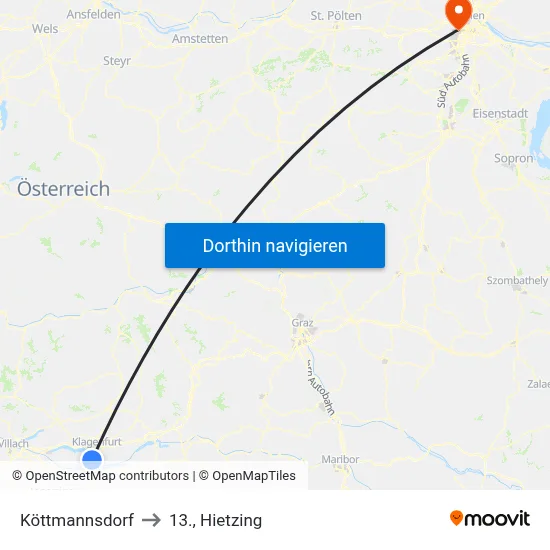 Köttmannsdorf to 13., Hietzing map