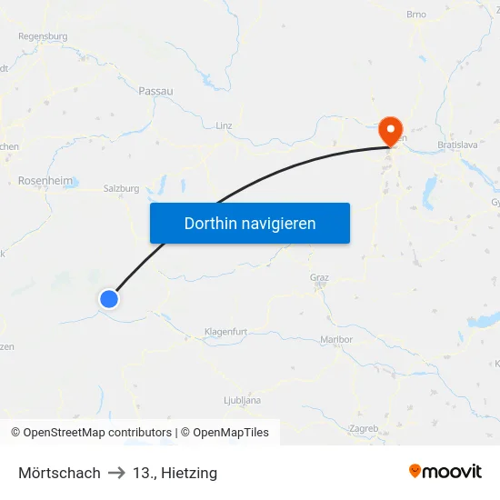 Mörtschach to 13., Hietzing map