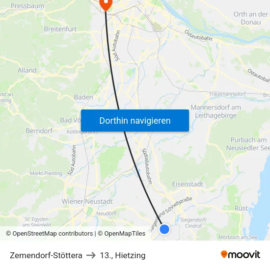 Zemendorf-Stöttera to 13., Hietzing map