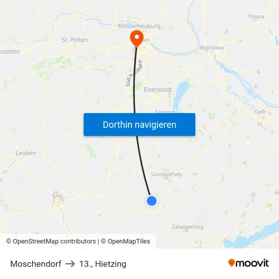 Moschendorf to 13., Hietzing map