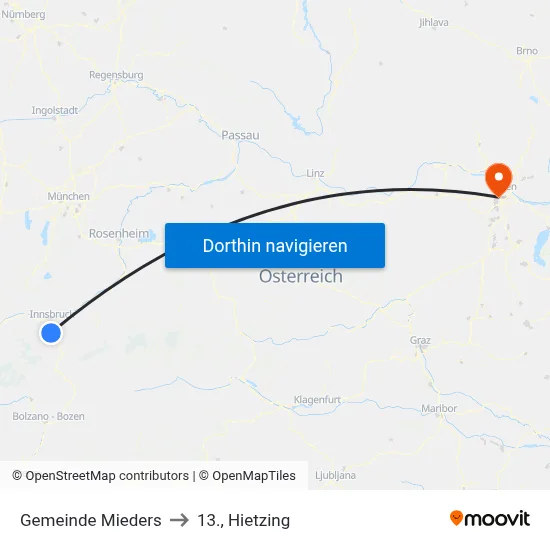 Gemeinde Mieders to 13., Hietzing map