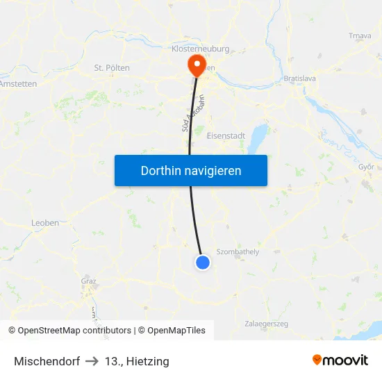 Mischendorf to 13., Hietzing map