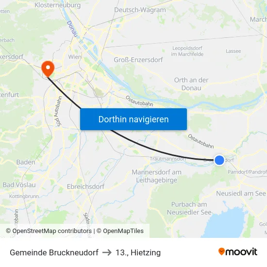 Gemeinde Bruckneudorf to 13., Hietzing map