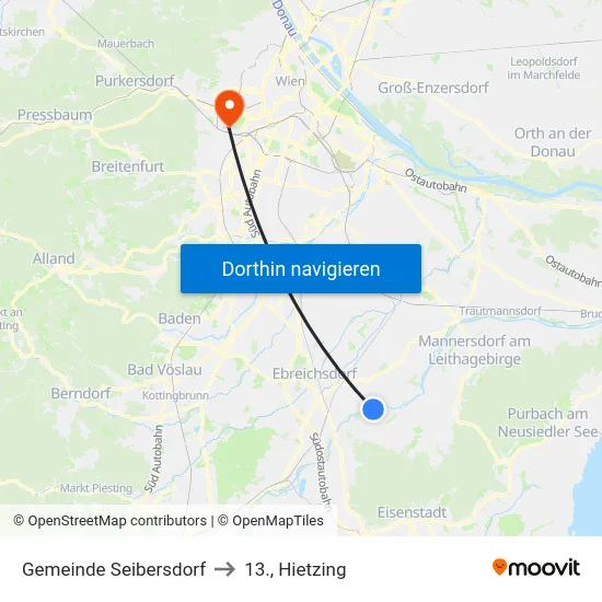 Gemeinde Seibersdorf to 13., Hietzing map