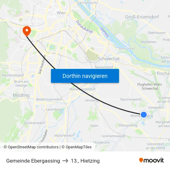 Gemeinde Ebergassing to 13., Hietzing map