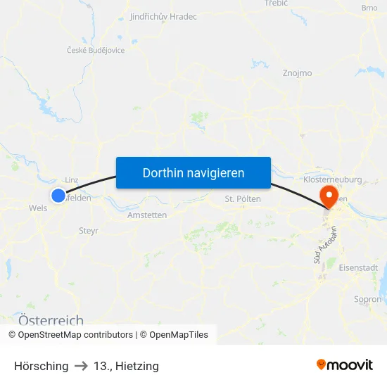 Hörsching to 13., Hietzing map
