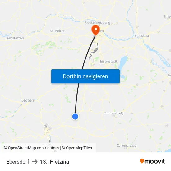 Ebersdorf to 13., Hietzing map