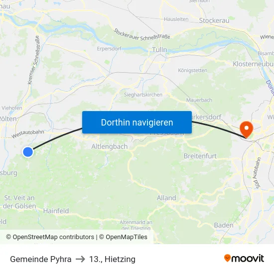 Gemeinde Pyhra to 13., Hietzing map