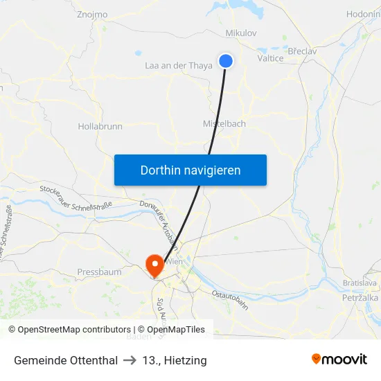 Gemeinde Ottenthal to 13., Hietzing map