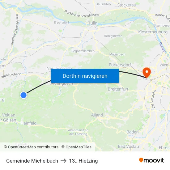 Gemeinde Michelbach to 13., Hietzing map