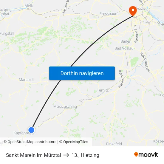 Sankt Marein Im Mürztal to 13., Hietzing map