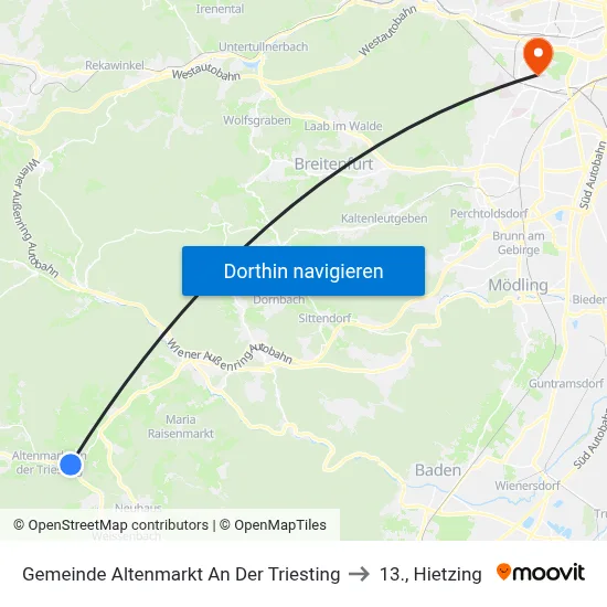 Gemeinde Altenmarkt An Der Triesting to 13., Hietzing map