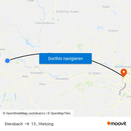 Diersbach to 13., Hietzing map