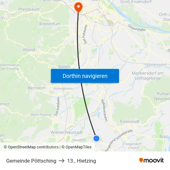 Gemeinde Pöttsching to 13., Hietzing map