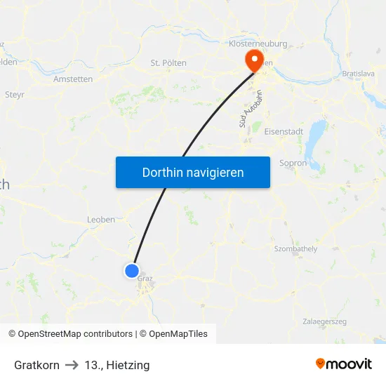Gratkorn to 13., Hietzing map