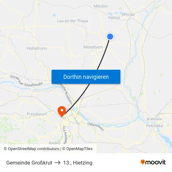 Gemeinde Großkrut to 13., Hietzing map