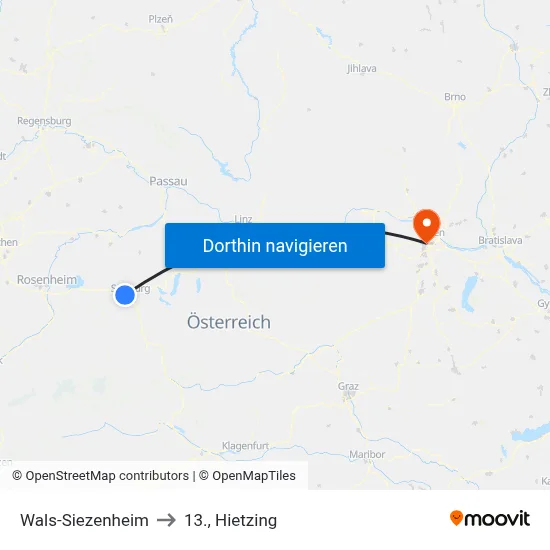 Wals-Siezenheim to 13., Hietzing map