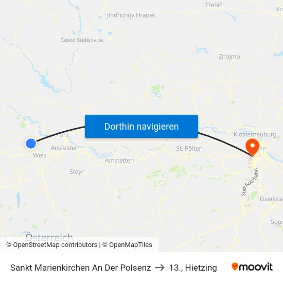 Sankt Marienkirchen An Der Polsenz to 13., Hietzing map
