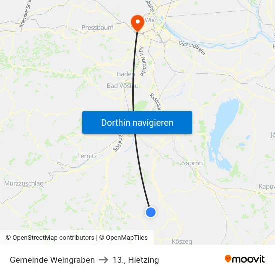 Gemeinde Weingraben to 13., Hietzing map