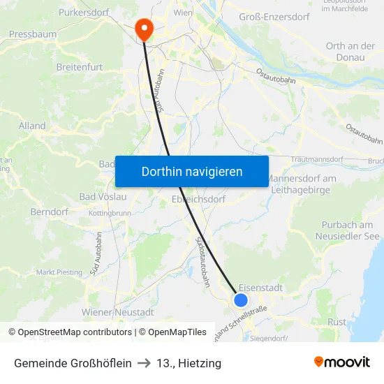 Gemeinde Großhöflein to 13., Hietzing map