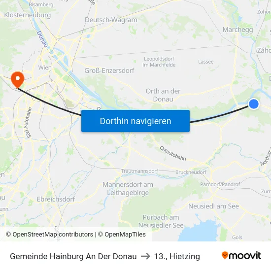 Gemeinde Hainburg An Der Donau to 13., Hietzing map