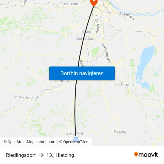 Riedlingsdorf to 13., Hietzing map