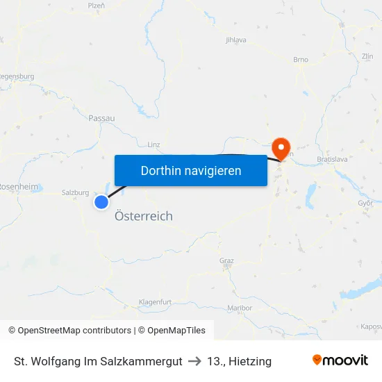 St. Wolfgang Im Salzkammergut to 13., Hietzing map