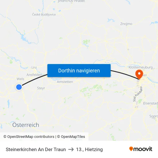 Steinerkirchen An Der Traun to 13., Hietzing map