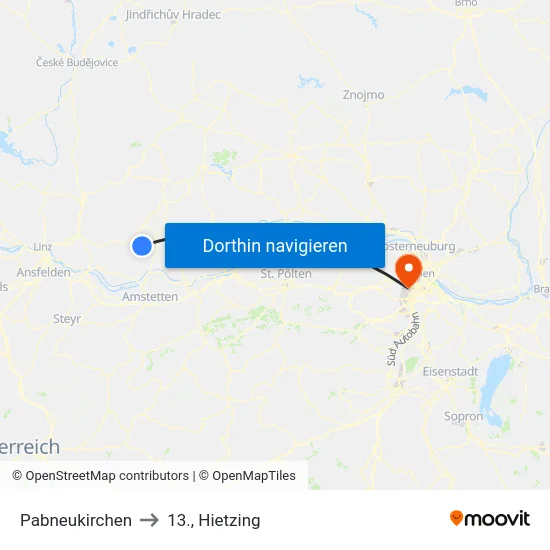 Pabneukirchen to 13., Hietzing map