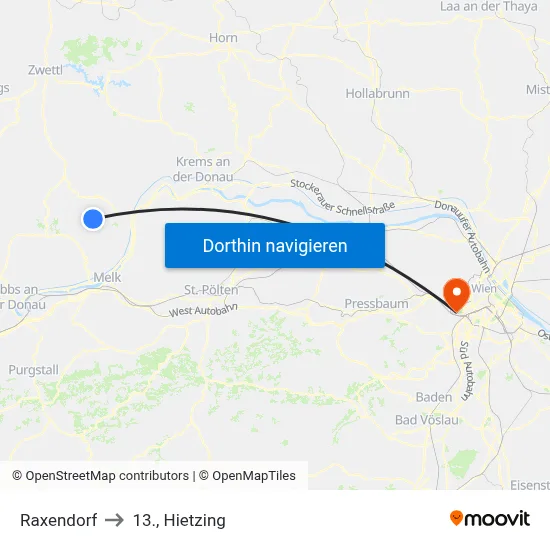 Raxendorf to 13., Hietzing map