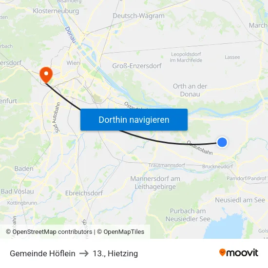 Gemeinde Höflein to 13., Hietzing map