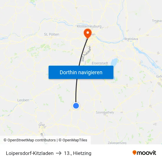 Loipersdorf-Kitzladen to 13., Hietzing map