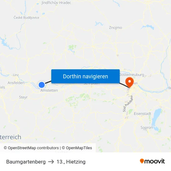 Baumgartenberg to 13., Hietzing map