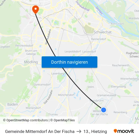 Gemeinde Mitterndorf An Der Fischa to 13., Hietzing map