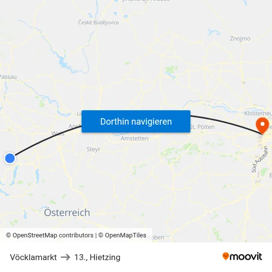 Vöcklamarkt to 13., Hietzing map