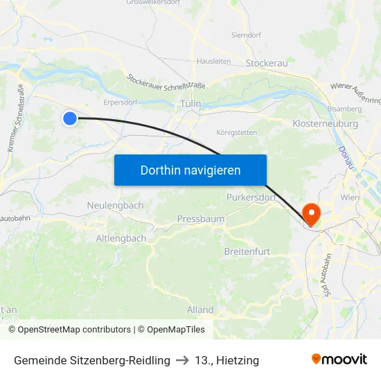 Gemeinde Sitzenberg-Reidling to 13., Hietzing map