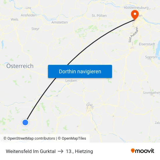 Weitensfeld Im Gurktal to 13., Hietzing map