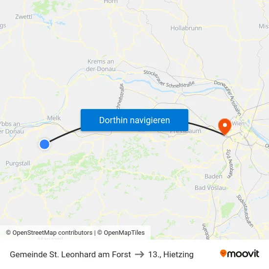 Gemeinde St. Leonhard am Forst to 13., Hietzing map