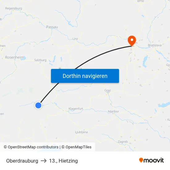 Oberdrauburg to 13., Hietzing map