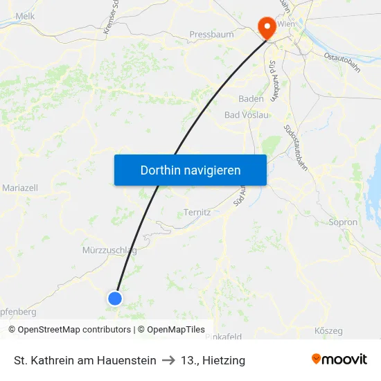 St. Kathrein am Hauenstein to 13., Hietzing map