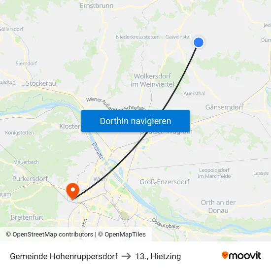 Gemeinde Hohenruppersdorf to 13., Hietzing map