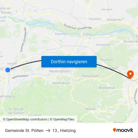 Gemeinde St. Pölten to 13., Hietzing map