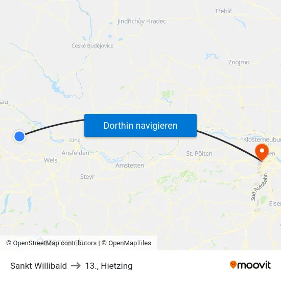 Sankt Willibald to 13., Hietzing map