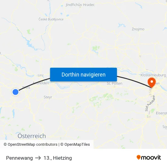 Pennewang to 13., Hietzing map