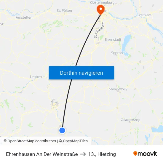 Ehrenhausen An Der Weinstraße to 13., Hietzing map
