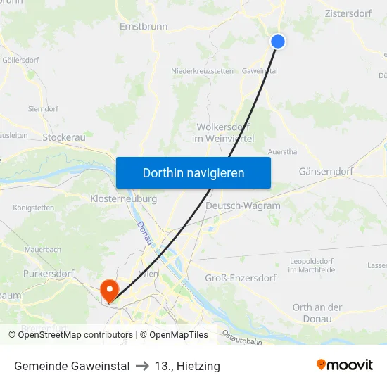 Gemeinde Gaweinstal to 13., Hietzing map