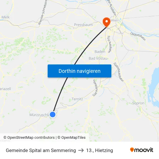 Gemeinde Spital am Semmering to 13., Hietzing map