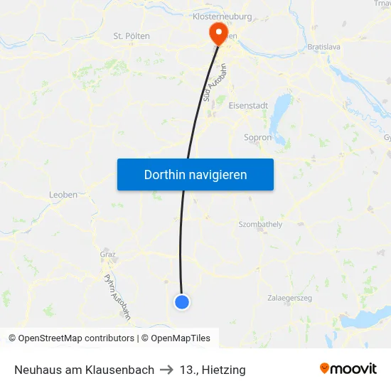 Neuhaus am Klausenbach to 13., Hietzing map