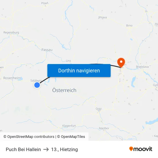 Puch Bei Hallein to 13., Hietzing map